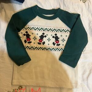 Jumping Beans Green and Cream Mickey Mouse Long Sleeve Tee